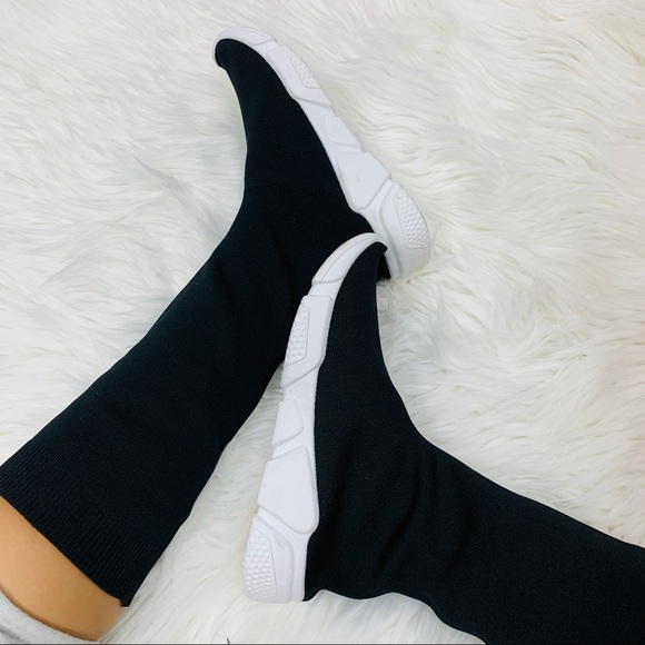 Black calf sock sneaker - Picture 3 of 8